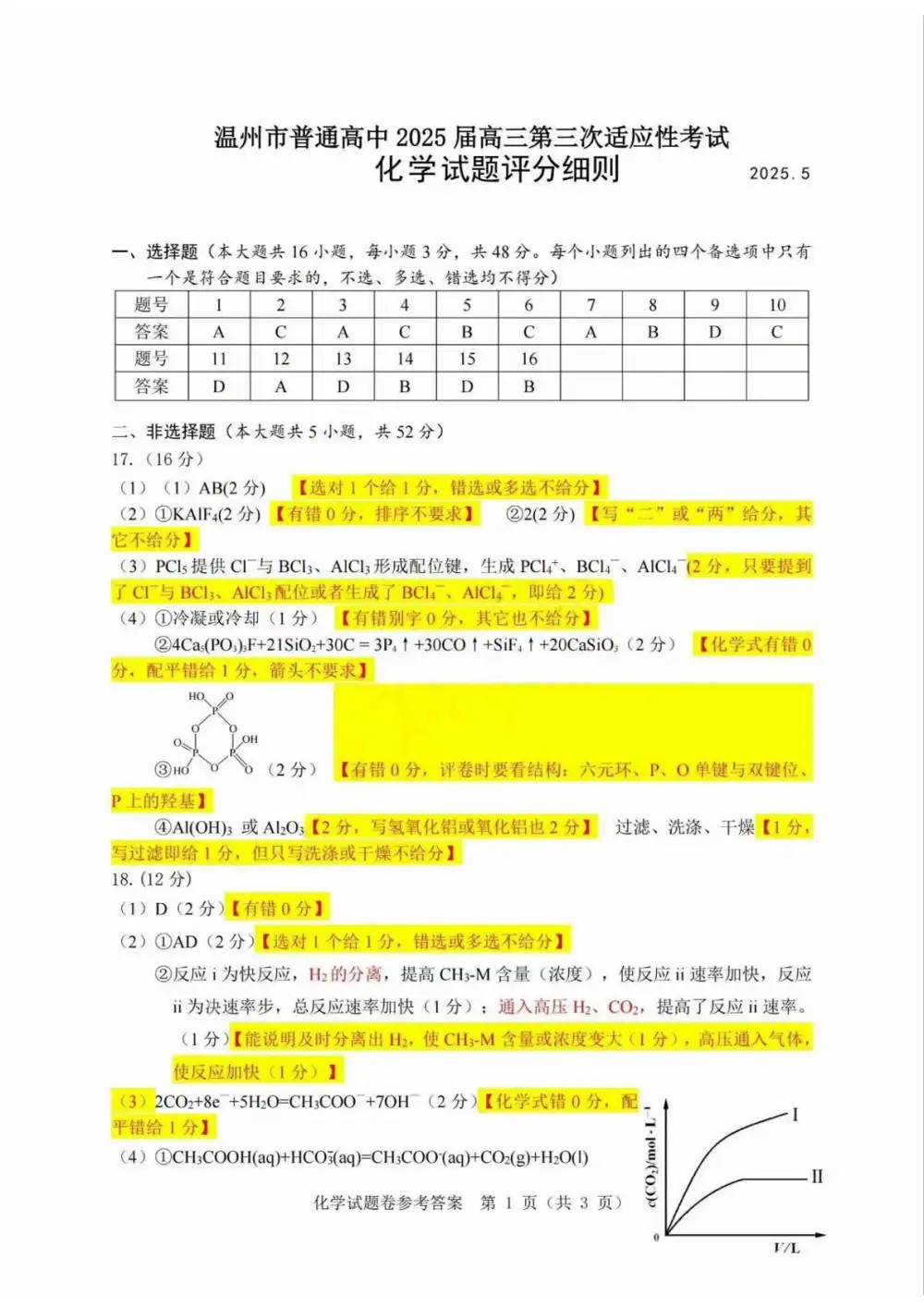 2025年5月浙江省温州市高三下学期三模化学试卷缩略图
